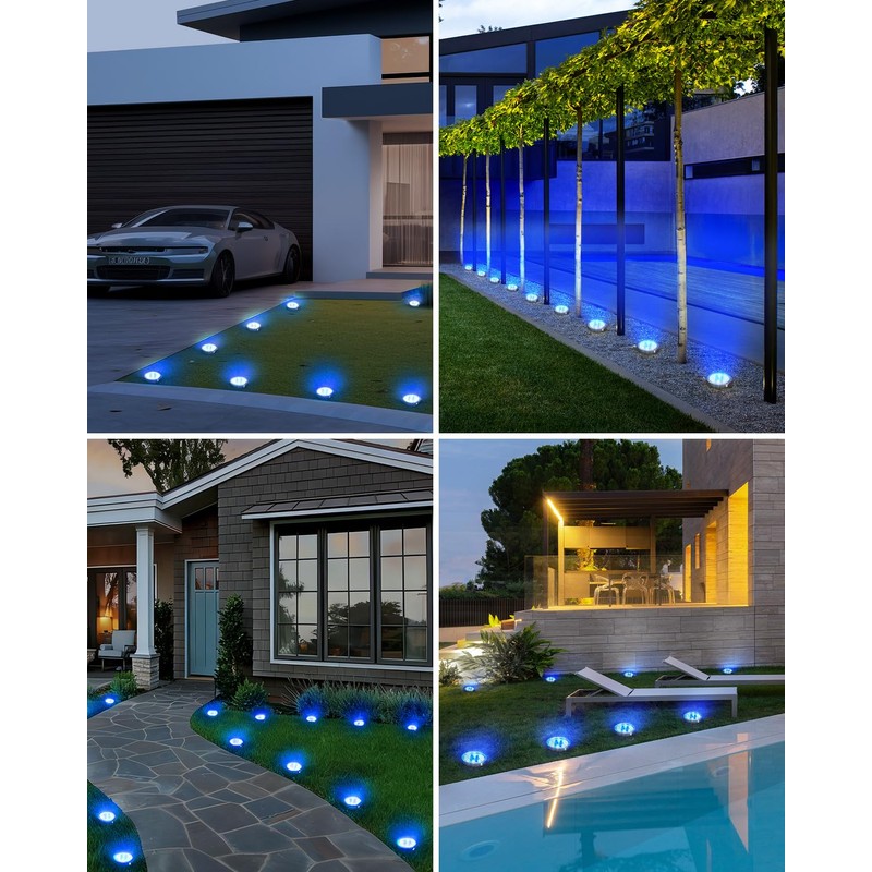 btfarm 4 Pack Solar Lights Outdoor, 8 LED Solar Ground