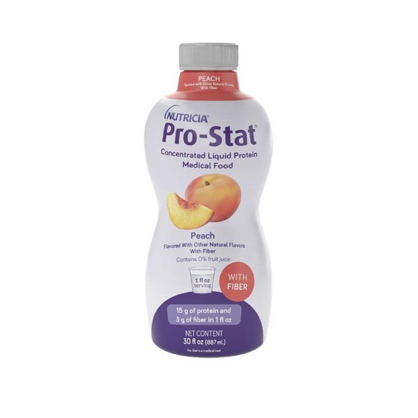 Pro-Stat Concentrated Liquid Protein Medical Food - Peach Flavor with Fiber, 30 Fl Oz Bottle