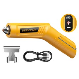 SEEKONE Cordless Mini Heat Gun with 4-Temp Settings (Up to 842°F/450°C) and Memory Function, 3.6V Lithium Hot Air Gun, USB Charge with Reflector Nozzle for Crafting, Resin Heating and Shrink Wrapping