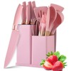 Cherry Pink 19 Piece Kitchen Utensils and Knife Set with