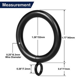 Curtain Ring Metal 28-Pcs 1 1/4- Inch Inner Diameter with Eyelets Fit Up to 1 Inch Rod Large Wire Diameter (Black-28pcs)