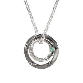 Choice of 12 Birthstones, Ring (Circle) Motif, Silver, Men's, Pendant, Necklace