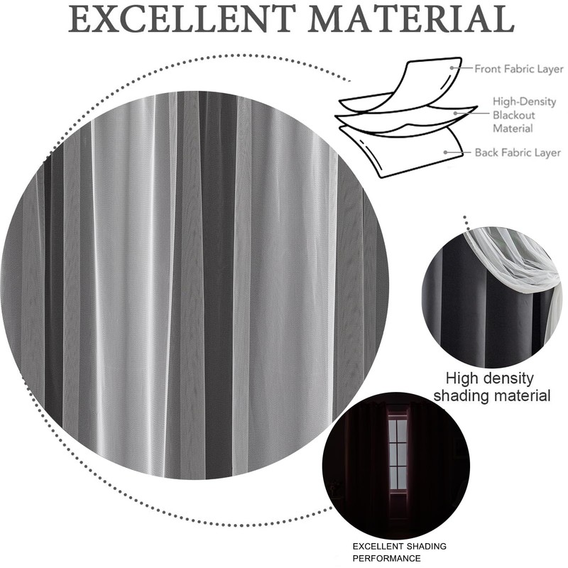 Anytime Home Curtains Blackout and Sheer Layered Solid Window Curtain