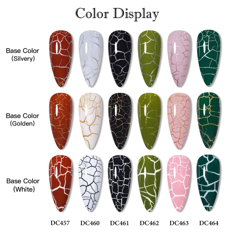 6 Colors Crackle Gel Nail Polish Set Purple Red Blue
