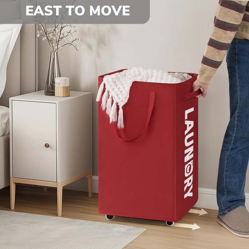 Goodpick Laundry Basket with Wheels,75L Large Roolling Laundry Basket with