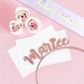 Französisch JGA Accessoires Frauen Set 4 Stück-Bride to Be Schärpe und Schleier,Roségoldener Haarreif,Rosa Herzförmige BrilleBraut Jungesellinenabschied Accessoires,JGA Deko Frauen