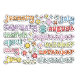 A4 Sticker Sheet Month Vinyl Stickers - Scrapbooking Journal Notebook Diary Labels Icons Days Monthly Months Pastel Sticker #80636