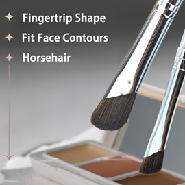 5Pcs Eye Makeup Brushes, Eyeshadow & Nose Contour Brushes, Angled Eyeliner Brush, Eyebrow Blending Concealer Brush for Liquid Cream Powder, Ultra Thin, Make Up Brush Set with Bag, Silver