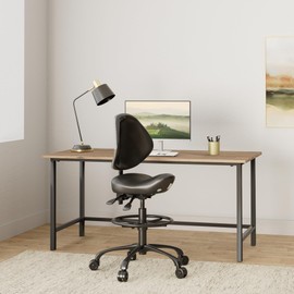 Saddle Chair Rolling Saddle Stool with Back Support, Esthetician Chair Ergonomic Saddle Chair for Dental Hygienist, Medical, Salon (with Back, Black)