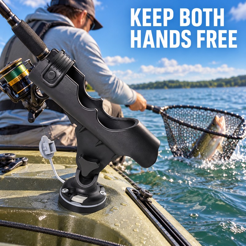 360° Adjustable Kayak Fishing Rod Holder with Flat, Rail, Round