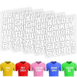 Craftizon Iron on Letters for Clothing - 5 Sheets, 215 Pieces White PU Heat Transfer Vinyl, 2 Inch Alphabet & Numbers Stickers for T-Shirts, Easy DIY - A-Z & 0-9, Perfect for Fabric Crafting