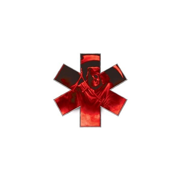 Grim Reaper Star of Life EMT EMS Red 4" Reflective Decal
