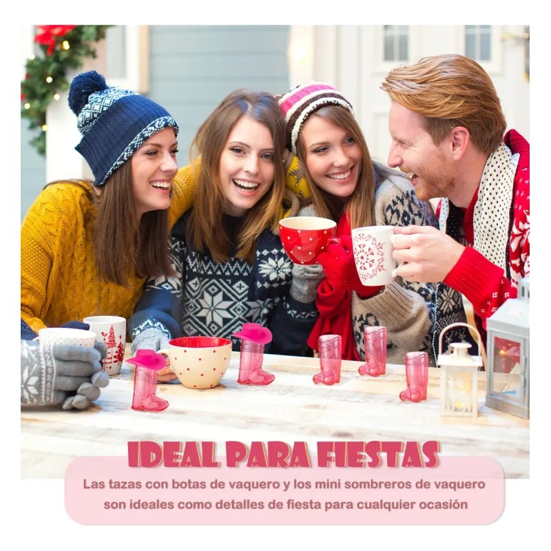 32pcs Vasitos Botas Vaqueras Con Sombrero 1 Oz Para Fiesta