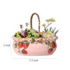 Sizikato Stoneware Porcelain Flowerpot with Handle, 7.3-Inch Succulent Planter, Red