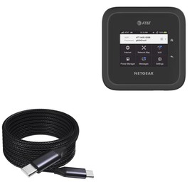 BoxWave Cable Compatible with Netgear Nighthawk M6 Mobile Hotspot (MR6110) - DirectSync PD Cable (10ft) - USB-C to USB-C (100W), Long Type C Braided Nylon Alloy Fast Charge - Jet Black