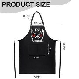 HEYOMI Grembiule da Barbecue Uomo 'RE DELLA GRIGLIA' - Divertente Grembiule Chef con 2 Tasche Impermeabile, Regolabile - Regalo Perfetto per Papà, Cuochi e Appassionati di BBQ (Bianco e rosso)