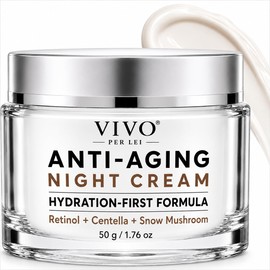 Vivo Per Lei Crema Hidratante De Noche Con Setas De Nieve Y Peonía - Crema Antiarrugas Para Pieles Sensibles - Crema De Noche Antiedad Con Manteca De 