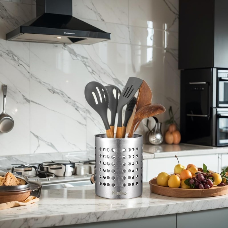 KSENDALO Metal Utensil Holder Set, Small SUS304 Steel Utensil Holder