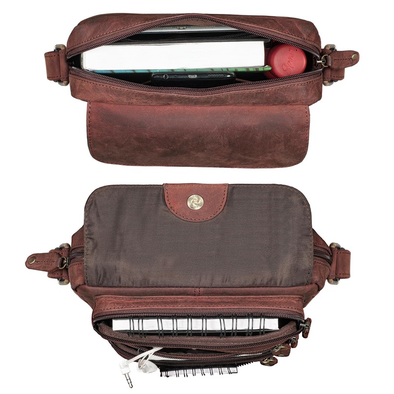 ROYALZ 'Florida' Men's Small Leather Vintage Look Shoulder Bag Men's