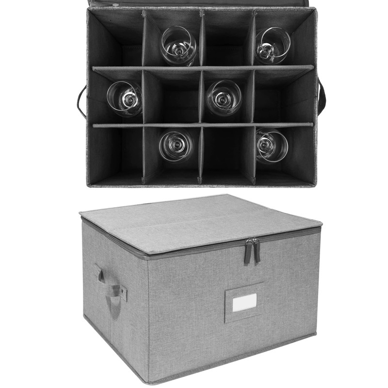 popoly Stemware Storage Cases, Wine Glass Storage Box Containers with