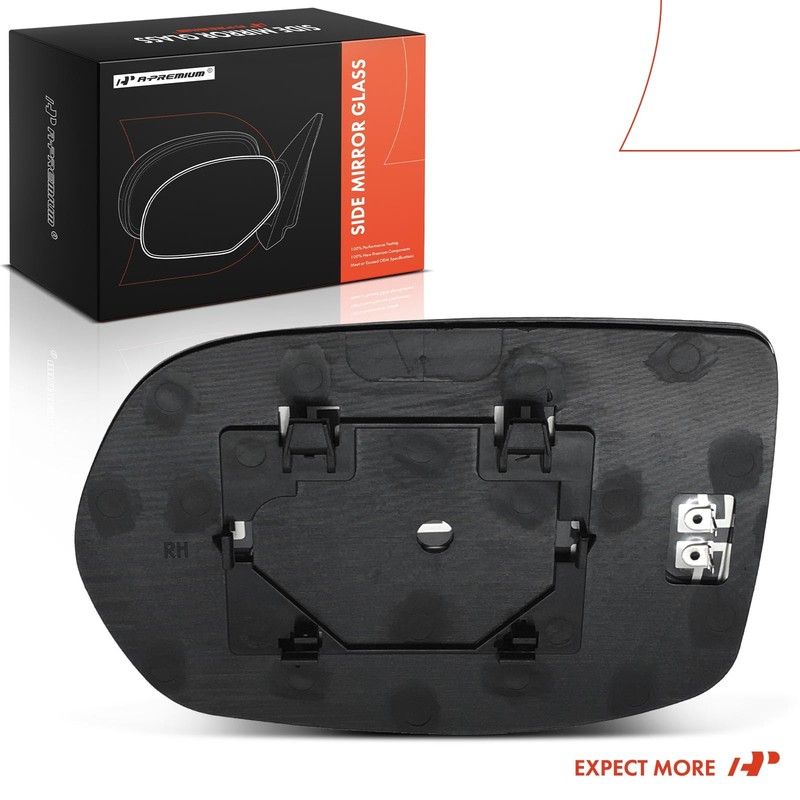A-Premium Right Passenger Side Heated Mirror Glass with Backing Plate
