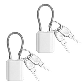 Luggage Locks with Keys, Mini Size Cable Locks with Keys for Travel Suitcase Locks Padlock Apply to Locker Lock, Suitcase, Carry On, Backpack, Laptop Bag (2PCS) (Silver)