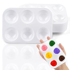 Pack of 20 Mixing Palette, 6 Grids Mixing, Rectangular White Painting Palette, 8.8 x 12.5 cm, Plastic Watercolour Palette for Artists, Watercolours, Acrylic, Oil Painting