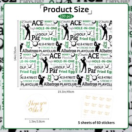 100 Sheets Golf Theme Tissue Paper with Stickers,19.3 x14 Inch Green, White and Black Gift Wrapping Paper for Birthday, Father’s Day, Retirement Party, Sports Events, and Golf Lover Gifts