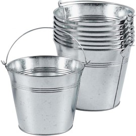 8 Pack Galvanized Metal Buckets with Handle Ice Pails for Plants, Succulents, Party Favors Organizing, Rustic Home Decor or Classrooms Pencil Storage (7 x 5.1 inch) - Size: 7 x 5.1 inch