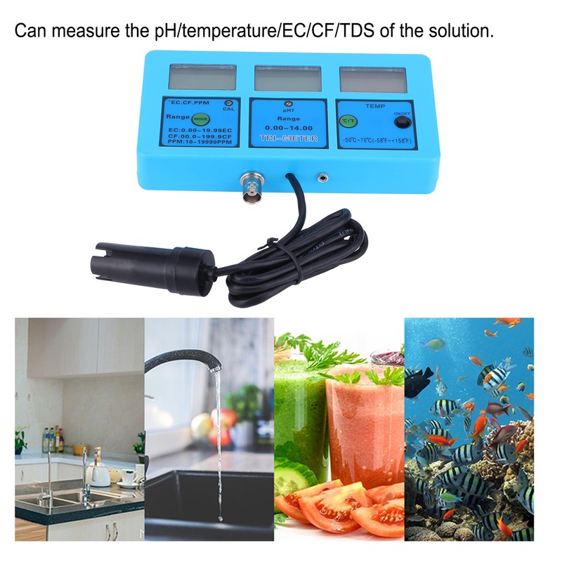 5 in 1 Multifunction PH/Temp/EC/CF/TDS Meter Water Quality Tester Detector