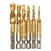 Eyech 6Pcs Titanium Combination Drill and Tap Bit Set, Metric