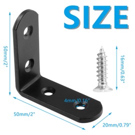 Bonsicoky 8Pcs L Bracket Right Angle Corner Brace, Stainless Steel 2 x 2 Inch Joint Right Angle, Black 90 Degree Shelf Bracket Shelf with Screws for Shelves, Wood Boxes, Furniture
