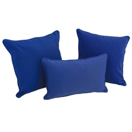 Blazing Needles 9817-S3-CD-TW-RB Double-Corded Solid Twill Throw Pillows with Inserts (Set of 3), Royal Blue