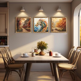 Cukol Dragon Cross Stitch Set, Pre-Printed, Animals Embroidery Templates, Embroidery Pictures, Pre-Printed Cross Stitch Embroidery Kit, Embroidery Kit, Embroidery Set, Adult Beginners, 40 x 40 cm