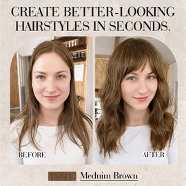 S-noilite Hair Toppers for Women Real Human Hair, 100% Human Hair Toppers with Bangs for Thin Hair,3.5"*4.7" Handmade Nature-mimicking Scalp Base 10” Medium Brown