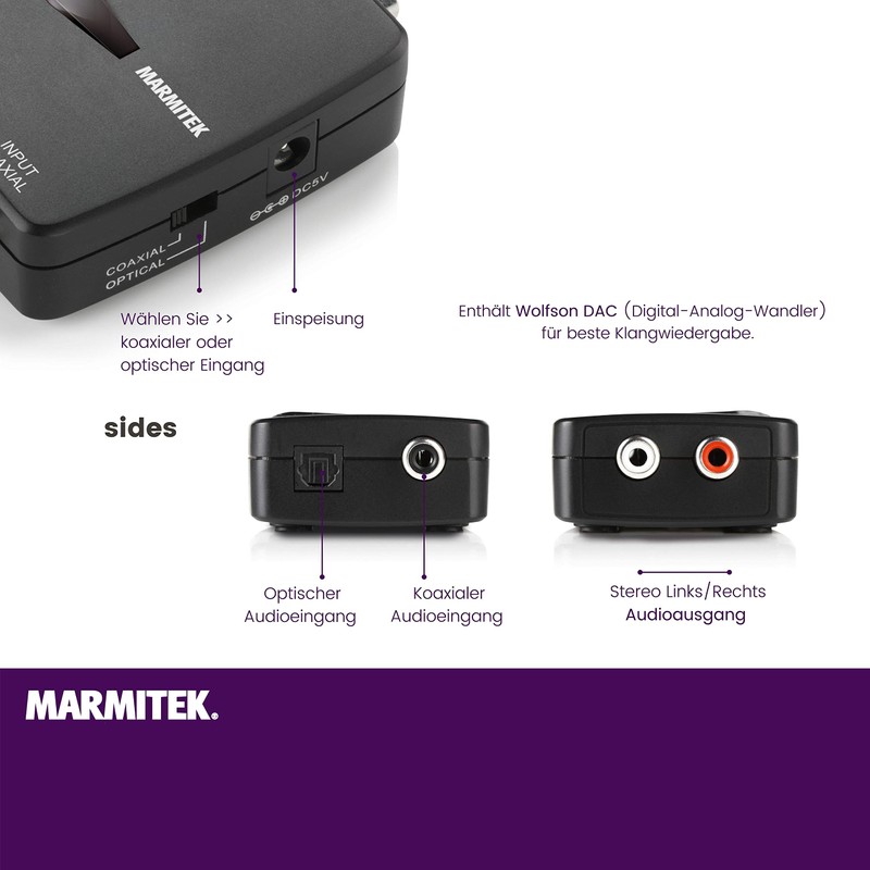 Marmitek Connect DA21 - Audio Converter, Digital, Stereo, PCM