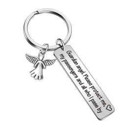 JIUSHUN Guardian Angel Keychains Guardian Angel Prayer Gift Protective Keychain Gift New Driver Jewelry Daughter Keychain Graduation Jewelry Best Friend Keychain Christmas Jewelry