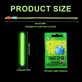WUSJCOF Pack of 50 Glow Sticks Fishing Glow Sticks for Fishing Rods, Glow Sticks Night Fishing, Fishing Glow Sticks Green, Starlight for Night Fishing