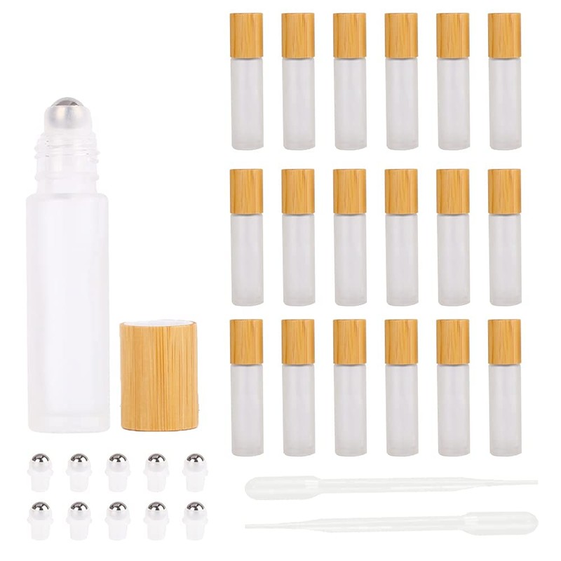18 botellas vacías de bambú de 10 ml para aceite