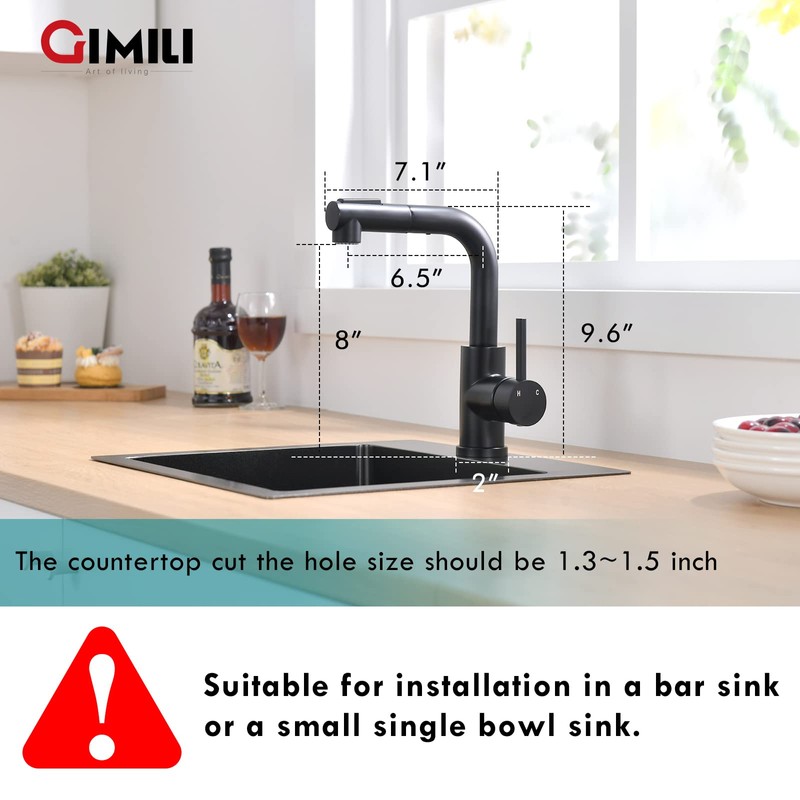GIMILI Modern Bar Sink Faucet for Kitchen Sink Single Handle