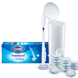 Clorox Original Toilet Cleaning System - ToiletWand, Storage Caddy and 16 Refill Heads, Dorm Room Essentials,