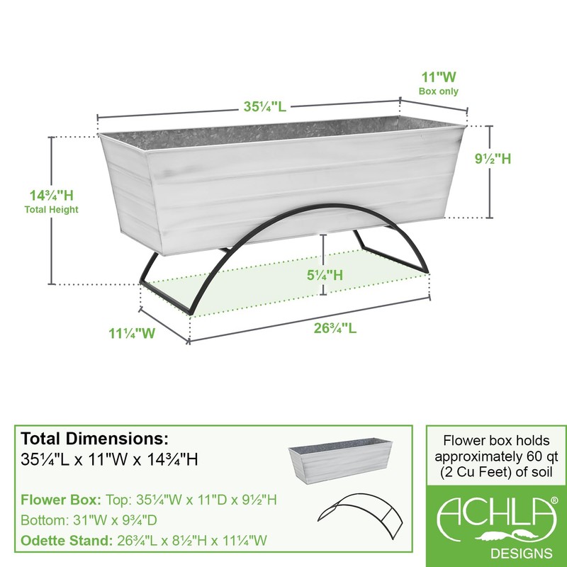 Achla Designs Odette Stand with Large White Flower Box