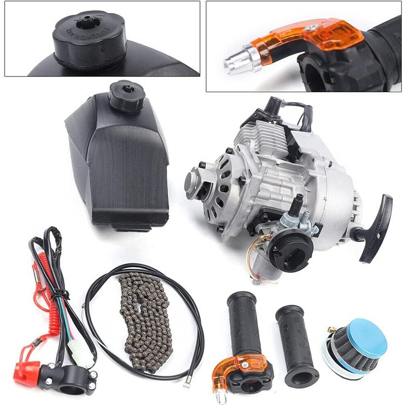 49CC 2-Stroke Mini Motorcycle Engine, Pull Start Engine Motor Kit