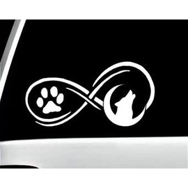 Howling Wolf Infinity Moon Paw Decal Sticker for Car Window Pet Lover Vinyl Sticker