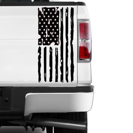 Vertical Distressed American Flag Tailgate Decal-one Size fits Most (Satin Black 1)