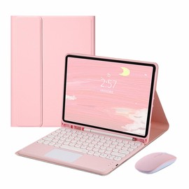 Keyboard Cover with Mouse for Galaxy Tab S9 11 inch 2023 SM-X710/X716B/X718U，with Touchpad S Pen Holder Round Key Slim Smart Detachable Bluetooth Keyboard (Tab S9 (2023), Pink)