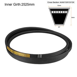 sourcing map A99 Drive V-Belts 99" Inner Length 13mm Width 8mm Thick JIS Standard A-Section Rubber Drive Transmission Belt