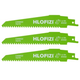 HLOFIZI 6-Inch Carbide Reciprocating Saw Blades for Wood/Nail Demolition, 6 TPI, 3-Piece