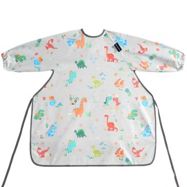 PewinGo Baby Bib with Sleeves, High Chairs Can Be Fully Covered, Waterproof, Easy to Clean, Machine Washable, Suitable for Babies from 6 Months to 30 Months, Khaki