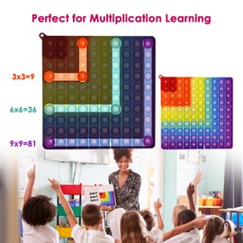 Pop It Fidget Toy Rainbow Popit Toys 20CM Push Pop Bubble Fidget Sensory Spielzeug Antistress Plopper Spiel für Kinder und Erwachsene (Multiplication)